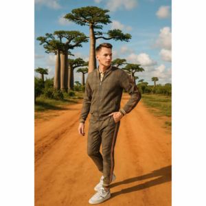 Custom Men's Plaid Tracksuit Set Side Stripe Bomber Jacket - Product Image 5