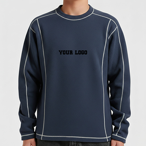 Sweat-shirt pour homme avec logo personnalisé, surdimensionné, en molleton épais, style streetwear décontracté, col rond, fournisseur en gros - Product Image 1