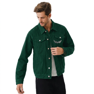Men's <b>Black</b> Denim Jacket With Embroidered <b>Wing</b> Logo Turn-down Collar Casual Regular Fit Cotton Outerwear Autumn Wear - Product Image 5
