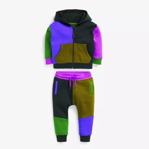 Ensemble sweat à capuche et pantalon color block pour bébés garçons, tenue en coton polaire pour nourrissons et tout-petits - Product Image 5
