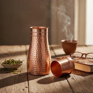 Carafe à eau en cuivre martelé, pichet en métal fait main pour un stockage sain de l'eau et un usage quotidien - Product Image 5