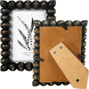 Cadre photo rectangulaire en bois fait main, orné de sculptures, pour table, cadre photo décoratif horizontal - Product Image 4