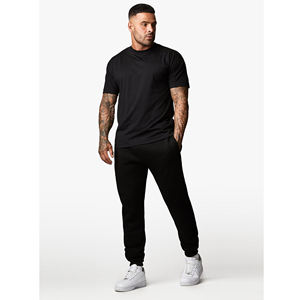 mens <b>black</b> jet <b>black</b> <b>plain</b> solid blank athletic fit short sleeve <b>tshirt</b> crewneck basic tee top - Product Image 4