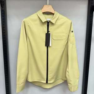 Chemise pour homme à col rabattu, couleur unie, design personnalisé, poche zippée, 100% coton respirant - Product Image 5