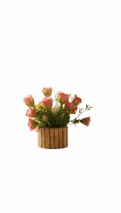 Maceta Redonda de Madera Hecha a Mano, Estilo Bambú, para Plantas, Flores y Suculentas, para Interiores y Exteriores - Product Image 1