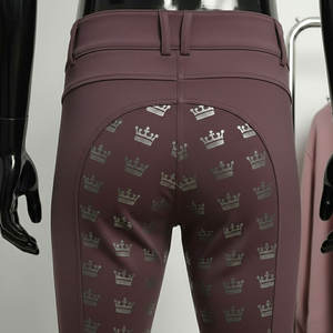 Pantalones ajustados de equitación para mujer, de color liso, personalizados y de alta calidad, fabricados en fábrica, para competición. - Product Image 3