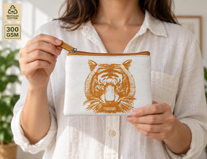 Bolsa de Algodón con Cremallera y Estampado de Tigre Blanco, 13.5x9.5cm, Reutilizable, para Cosméticos, con Logotipo Personalizado, Venta al Por Mayor, Marca Privada, OEM, B2B - Product Image 6