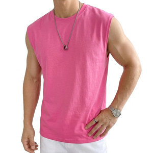 Wholesale Blank Men's Sleeveless <b>Top</b> Casual Wide Shoulder Cutoff Shirt Boxy Fit Streetwear Tee Custom Logo Tank <b>Tops</b> For Men - Product Image 2