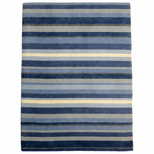 Tapis en laine texturée unie bleu gris ivoire, moderne, tufté à la main, écologique, antidérapant, pour salon et chambre à coucher - Product Image 1