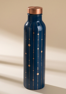 Bouteille d'eau en cuivre émaillé artisanale en gros, motif artistique céleste, ayurvédique, étanche, écologique, gourde métallique pour la gym et le bureau, OEM - Product Image 2