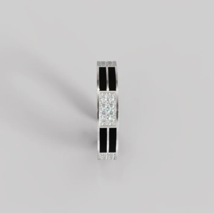 Bague à motif damier en argent sterling noir et blanc, design moderne et symbolique - Product Image 6