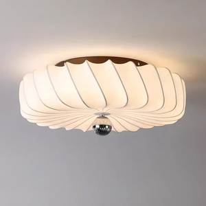 Lámpara de Techo Moderna de Hierro y Madera con Tela, Forma Redonda, Ecológica, Decoración Interior para el Hogar, Lámpara para Sala de Estar - Product Image 1