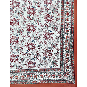 ผ้าปูที่นอนลายเรขาคณิตสีขาวพีชพิมพ์ลายด้วยมือ 200TC ผ้าฝ้ายเนื้อนุ่ม ระบายอากาศได้ดี เหมาะสำหรับใช้ในบ้าน โรงแรม และโอกาสพิเศษ - Product Image 2