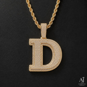 Collar Hiphop Unisex de Plata 925 Bañado en Oro Rosa con Colgante de Letra con Incrustaciones de Moissanita y Cadena de Eslabones Cubanos, Joyería para Fiesta, Amuleto Inicial Personalizado - Product Image 1