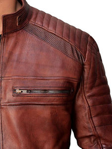 Veste en cuir pour homme avec fourrure en peluche, grand col, grande taille, style costume en velours, fermeture éclair, style urbain, service OEM disponible - Product Image 5