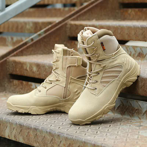 Botas de Senderismo Tácticas Unisex Color Caqui, Parte Superior de Lona, Forro de Malla Transpirable, Puntera Cerrada, Suela de Goma, Otoño, Caza al Aire Libre - Product Image 4