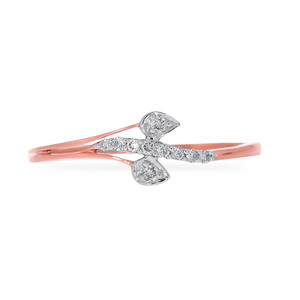 Rosy Buds Diamond Ring Premium Gold Diamond <b>Studded</b> Leaf Design Engagement Ring For Women Round Cut 0.08 Ct Wholesale Jewelry - Product Image 2