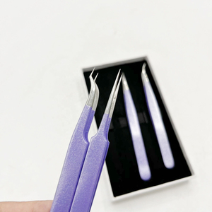 Juego de Pinzas para Pestañas de Acero Inoxidable Color Morado Claro, Profesional, de Grado Salón, con Logotipo Personalizado, Pinzas de Precisión para Extensión de Pestañas - Product Image 2
