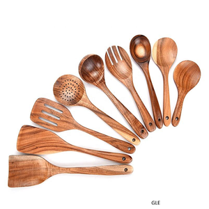 Juego de utensilios de cocina de madera de acacia natural, cucharas, espátulas, cucharones, utensilios de cocina antiadherentes, hechos a mano, duraderos, ecológicos, de madera - Product Image 3