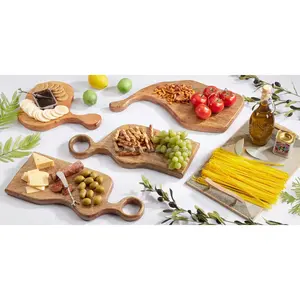 Vente en gros de planche à découper en bois de manguier durable planche à fromage ronde au fini naturel plateau de service avec logo laser pour usage domestique - Product Image 2