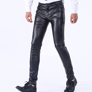 Customize Fashionable <b>Men's</b> Leather <b>Pants</b> Slim Fit Comfortable Casual Waterproof Autumn Zipper Fly Midweight Pockets - Product Image 2