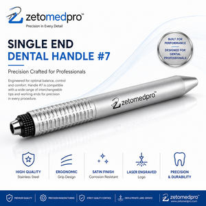 Single End Dental Handle #7 Satin Steel Colours Stainless Steel Instrument Zetomed Pro ZM-DNT-2 Ergonomic Grip CE Certified - Product Image 2