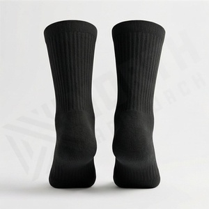 <b>Black</b> Crew <b>Socks</b> Solid Color Knitted Breathable Daily Wear Casual Adult <b>Socks</b> - Product Image 2