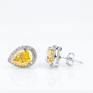 Boucles d'oreilles en zircon taille poire, plaqué rhodium argenté, sertissage griffe, bijoux fins de luxe pour femme, certifiées GIA, cadeau - Product Image 2