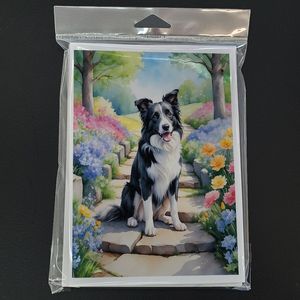Border Collie Spring Path Whimsical A7 Tarjetas de felicitación Paquete de 8 tarjetas de nota en blanco con sobres Tamaño 5x7 - Product Image 3