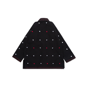 Kimono de Jiu-Jitsu Brasileño Personalizable con Base Negra, Detalles de Microcorazones Dispersos y Forro Interior Rojo en Contraste - Product Image 3