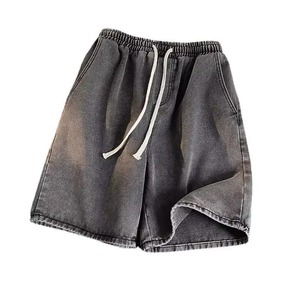 Shorts Bermuda de Mezclilla Azul Claro para Mujer, Cintura Media, Cordón Ajustable, Corte Regular, Casual, Transpirable, Algodón Orgánico Lavado con Piedras, Estampado - Product Image 5