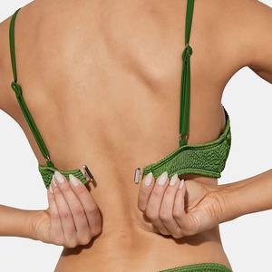 Ensemble de bikini pour femme, 100% nylon, col plongeant, coupe classique, respirant, séchage rapide, avec logo imprimé personnalisé sur le devant, effet délavé, pour l'hiver - Product Image 1