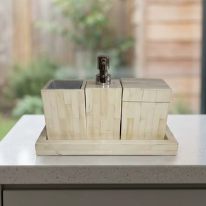 ชุดห้องน้ำสี่ชิ้นสุดหรูทันสมัย ผลิตจากวัสดุรักษ์โลก งานแฮนด์เมดคุณภาพสูง ฝังด้วยกระดูกธรรมชาติ สีสันปรับแต่งได้ บรรจุภัณฑ์ปลอดภัย BMS - Product Image 1