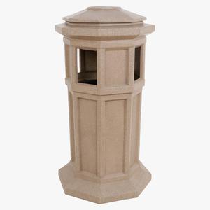 Poubelle décorative en grès gris marbré pour extérieur, idéale pour l'aménagement paysager, les jardins, les rues et les espaces publics - Product Image 6