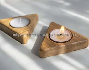 Elegante portavelas de cilindro de estrella de madera, artesanías únicas de la India para el hogar y la decoración navideña festiva - Product Image 4