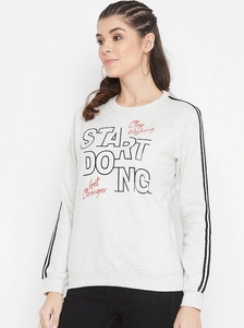 Sudadera de cuello redondo para mujer, manga larga, estampado de letras, top informal, tejido transpirable, 100% algodón, ropa de otoño - Product Image 4