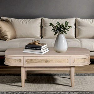 Handcrafted Natural Materials Woven Design Rattan & Wood Home Office Living room Centerpiece Drawers Modern Durable <b>Coffee</b> <b>Table</b> - Product Image 4