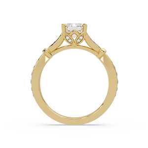1.25CTW Emerald Cut Lab Grown Diamond Classic Engagement <b>Ring</b> IGI Certified 14K Solid Gold Vintage Leaf Inspired Women VVS2/VS1 - Product Image 4