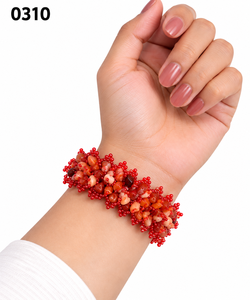กำไลข้อมือลูกปัดแก้วแลมป์เวิร์คสไตล์วินเทจ ประดับคริสตัลและเพชรเทียม สีแดงหลากสี ทำด้วยมือ ยืดหยุ่นได้ เหมาะสำหรับเป็นของขวัญในงานปาร์ตี้ รุ่นสำหรับทุกเพศ - Product Image 2
