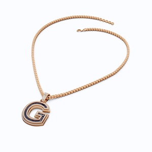 Collier avec pendentif lettre personnalisé, couleur or rose, aspect diamant, bijoux initiaux, cadeau de fête unisexe - Product Image 2