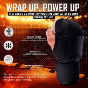 Gants d'entraînement demi-doigts en similicuir respirant avec sangle de poignet réglable pour arts martiaux, usage unisexe adulte, bandages rapides de boxe - Product Image 2