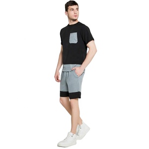 Hot sale products shorts set and t-shirts men summer cotton shorts set with frant pocket set - Product Image 1