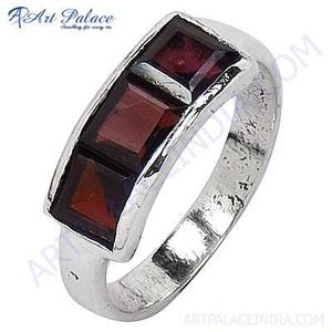 Classic <b>Garnet</b> Gemstone Sterling Silver <b>Ring</b> - Product Image 1