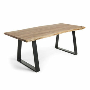 Mesa de Centro de Madera de Teca Estilo Vintage con Marco de Metal Negro, Mueble Decorativo Minimalista para Sala de Estar, Mesa Auxiliar - Product Image 1