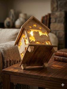 Wooden Handmade <b>Tea</b> <b>Light</b> Holder for Christmas Home Decoration Wooden hut lamp - Product Image 3