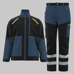 Conjunto de Ropa de Trabajo de Alta Visibilidad en Azul Marino, de Poliéster Softshell, con Franjas Reflectantes, Impermeable y Transpirable para Uso Industrial - Product Image 1