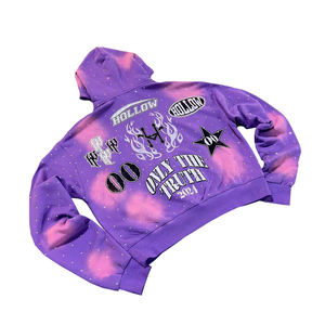 Sweat à capuche noir personnalisé avec strass pour homme, imprimé galaxie, style streetwear oversize, disponible en trois couleurs, 100% coton molletonné - Product Image 6