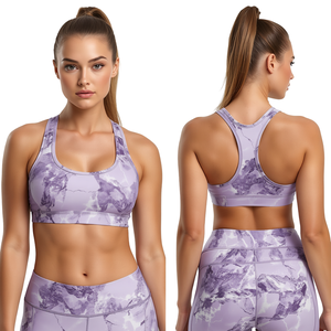 Sujetador deportivo de soporte medio para mujer, transpirable, de espalda cruzada, de licra/nailon, ropa deportiva premium - Product Image 1