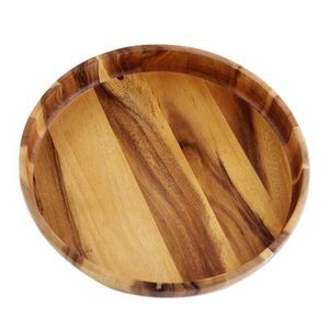 Bandeja redonda de madera de mango hecha a mano de primera calidad con acabado natural, plato decorativo duradero para cocina y comedor, estilo rústico elegante. - Product Image 4