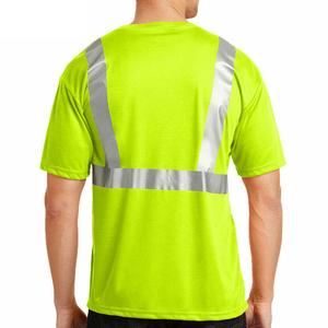 T-shirt de sécurité orange haute visibilité réfléchissant, respirant, pour travaux de construction, uniforme de sécurité pour hommes avec poche avant - Product Image 6